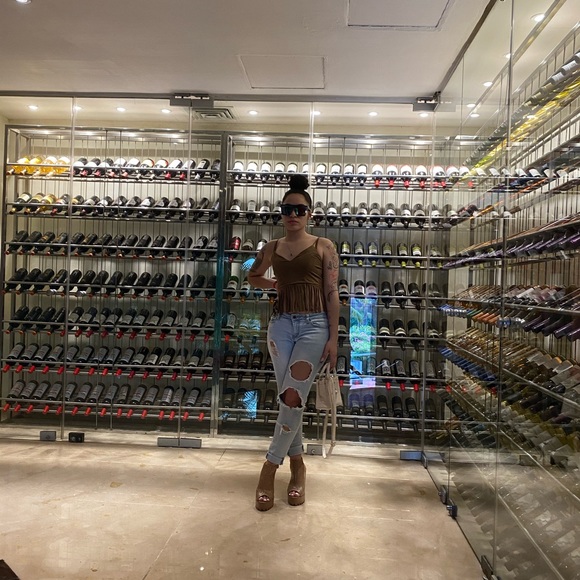 Light brown crocodile open toe heels - Picture 5 of 5